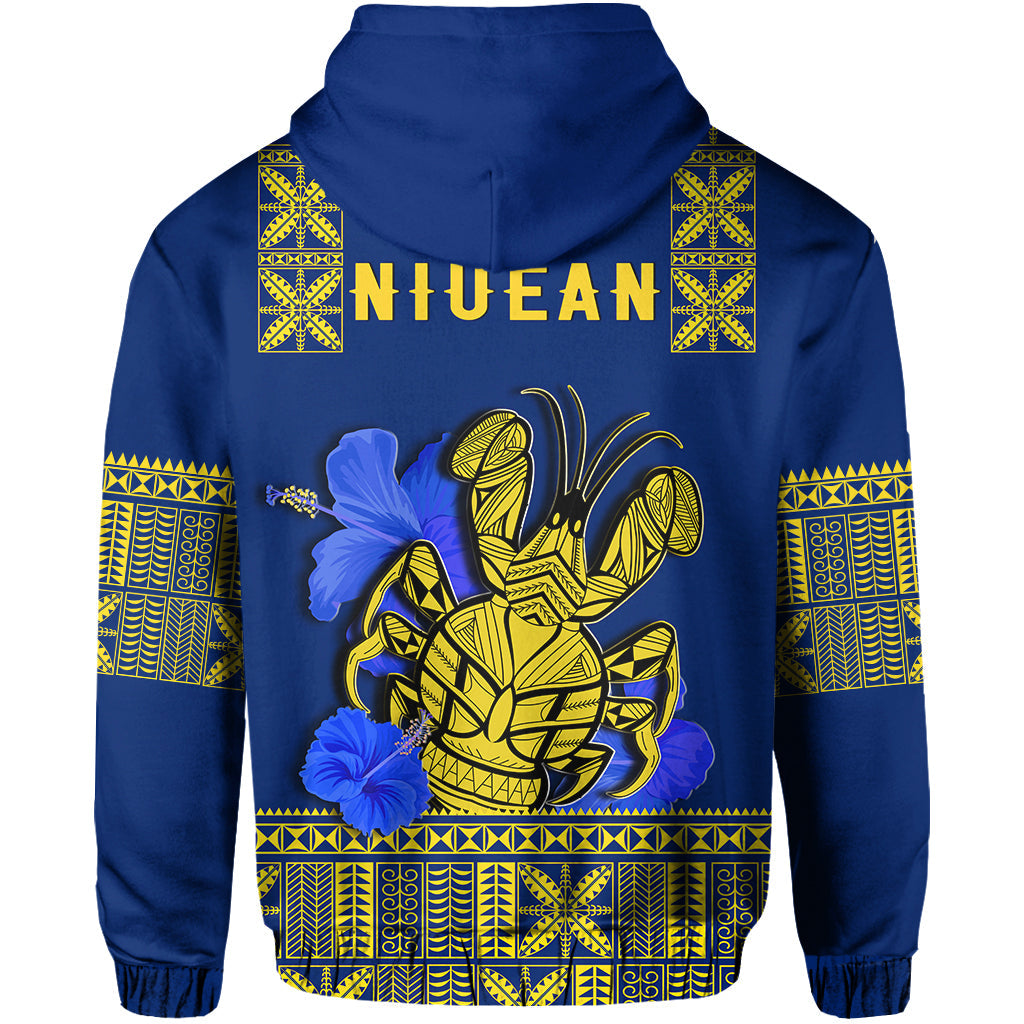 Niue Hoodie Happy Constitution Day Niuean Hiapo Crab With Map LT14 - Polynesian Pride