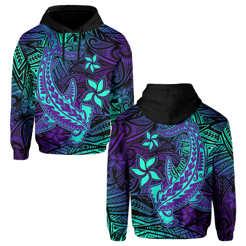 Custom Polynesian Hoodie Purple Paradise Hawaiian Tribal Hammerhead Shark LT14 Pullover Hoodie Purple - Polynesian Pride