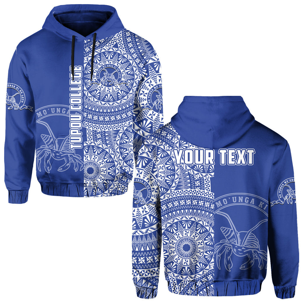 Custom Tupou Tonga College Hoodie Tongan Ngatu Pattern LT14 Hoodie Blue - Polynesian Pride