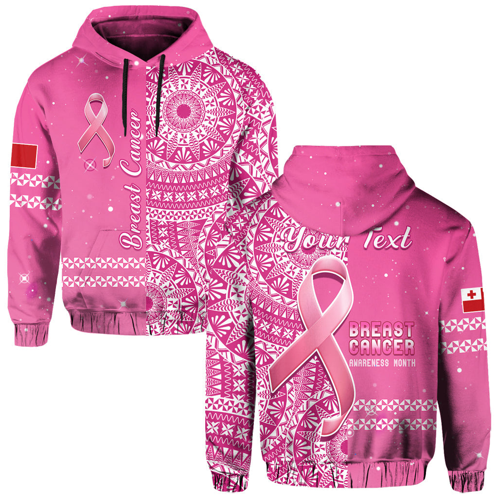 Custom Tonga Breast Cancer Hoodie Tongan Ngatu Pattern No One Fights Alone LT14 Pullover Hoodie Pink - Polynesian Pride