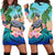 (Custom Personalised) Polynesian Turtle Coconut Tree And Orchids Hoodie Dress LT14 Blue - Polynesian Pride