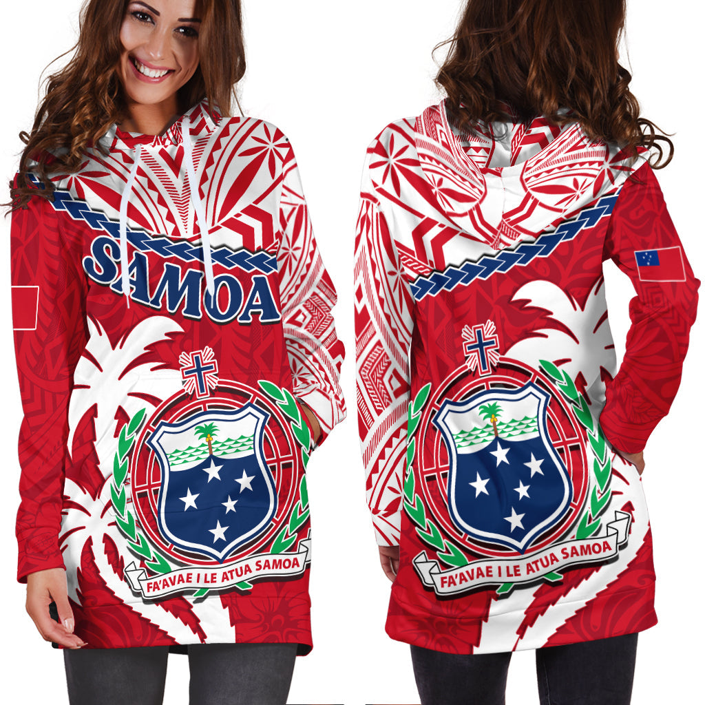 Samoa Hoodie Dress Samoan Coat Of Arms With Coconut Pink Style LT14 Red - Polynesian Pride