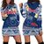 Samoa Hoodie Dress Samoan Plumeria Flowers Mix Polynesian Pattern LT14 Blue - Polynesian Pride