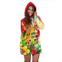 Aloha Poly Fest Hoodie Dress Polynesian Pattern With Tropical Flowers LT14 - Polynesian Pride