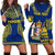 (Custom Personalised) Niue Hoodie Dress Hiapo Mix Polynesian Happy Constitution Day LT14 Blue - Polynesian Pride