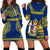 Niue Hoodie Dress Hiapo Mix Polynesian Happy Constitution Day LT14 Blue - Polynesian Pride