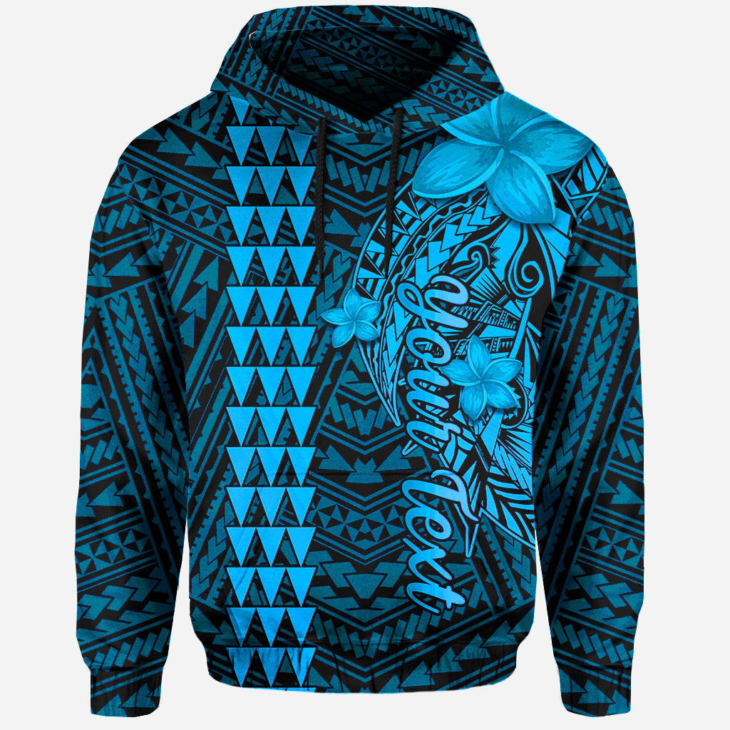 Custom Hawaii Hoodie Kakau Kanaka Maoli Combine Polynesian Shark Ver.03 LT14 Pullover Hoodie Blue - Polynesian Pride