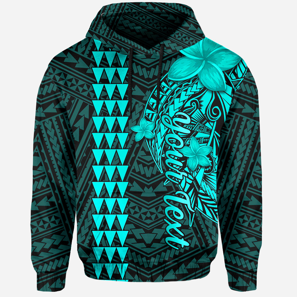 Custom Hawaii Hoodie Kakau Kanaka Maoli Combine Polynesian Shark Ver.04 LT14 Pullover Hoodie Turquoise - Polynesian Pride