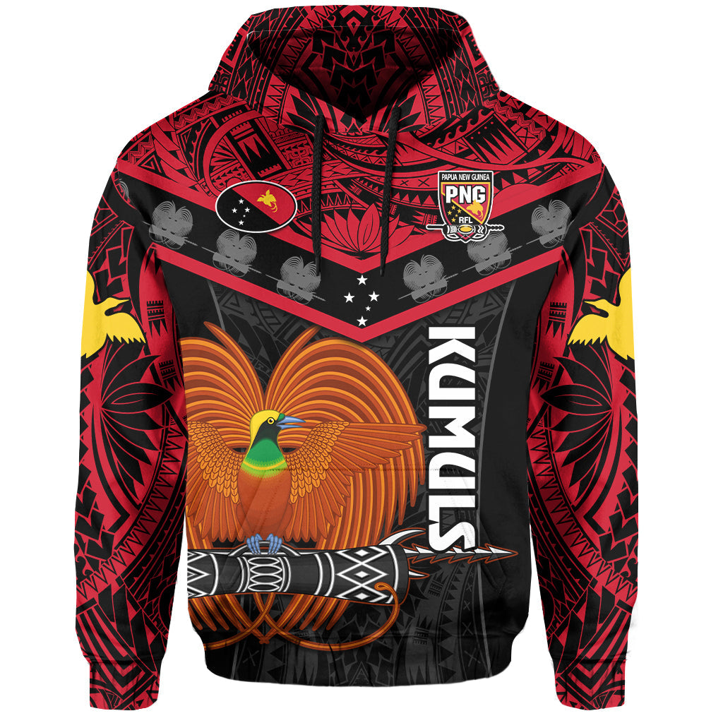 Papua New Guinea Rugby Hoodie PNG Kumuls Bird of Paradise Black LT14 Pullover Hoodie Black - Polynesian Pride