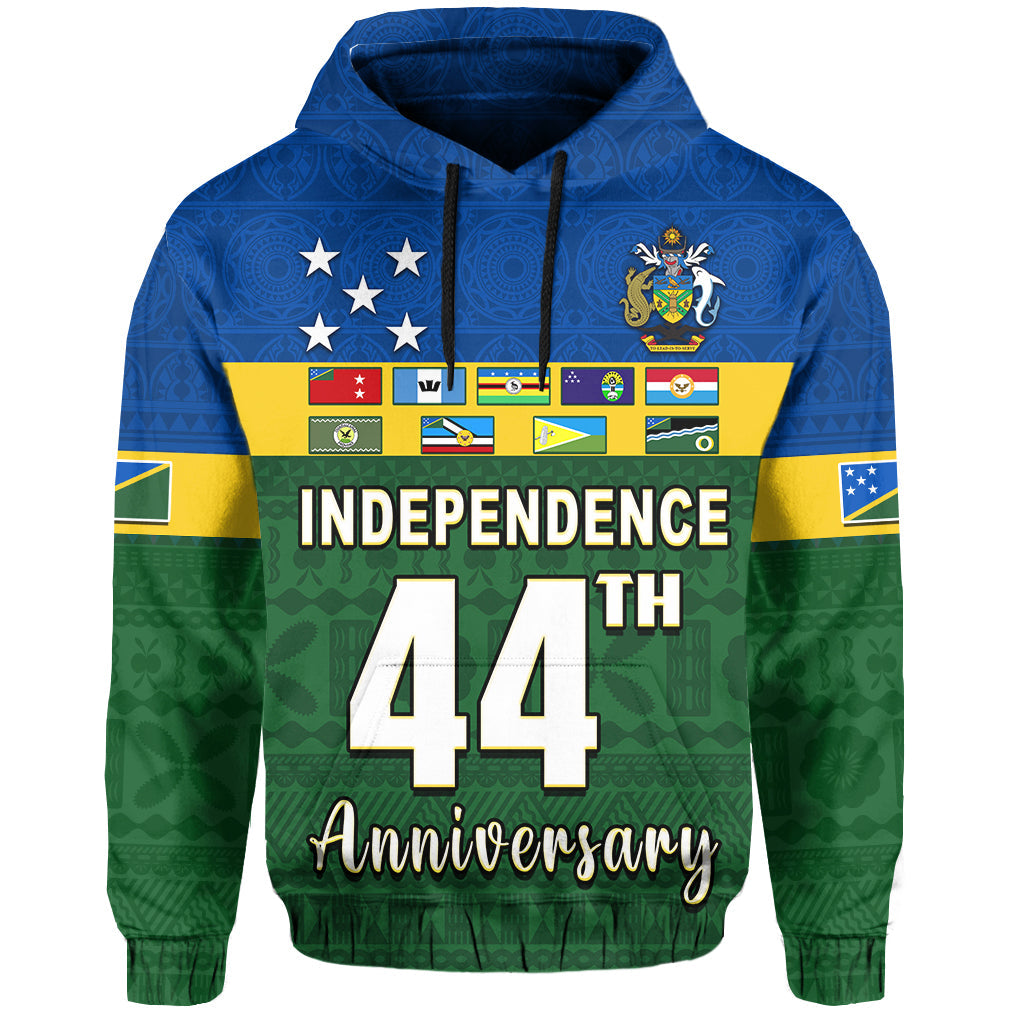 (Custom Text and Number) Solomon Islands National Day Hoodie Independence Day Tapa Pattern LT13 - Polynesian Pride