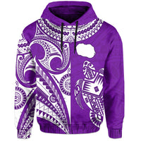 Rarotonga Cook Islands Hoodie Turtle and Map Style Purple LT13 Purple - Polynesian Pride