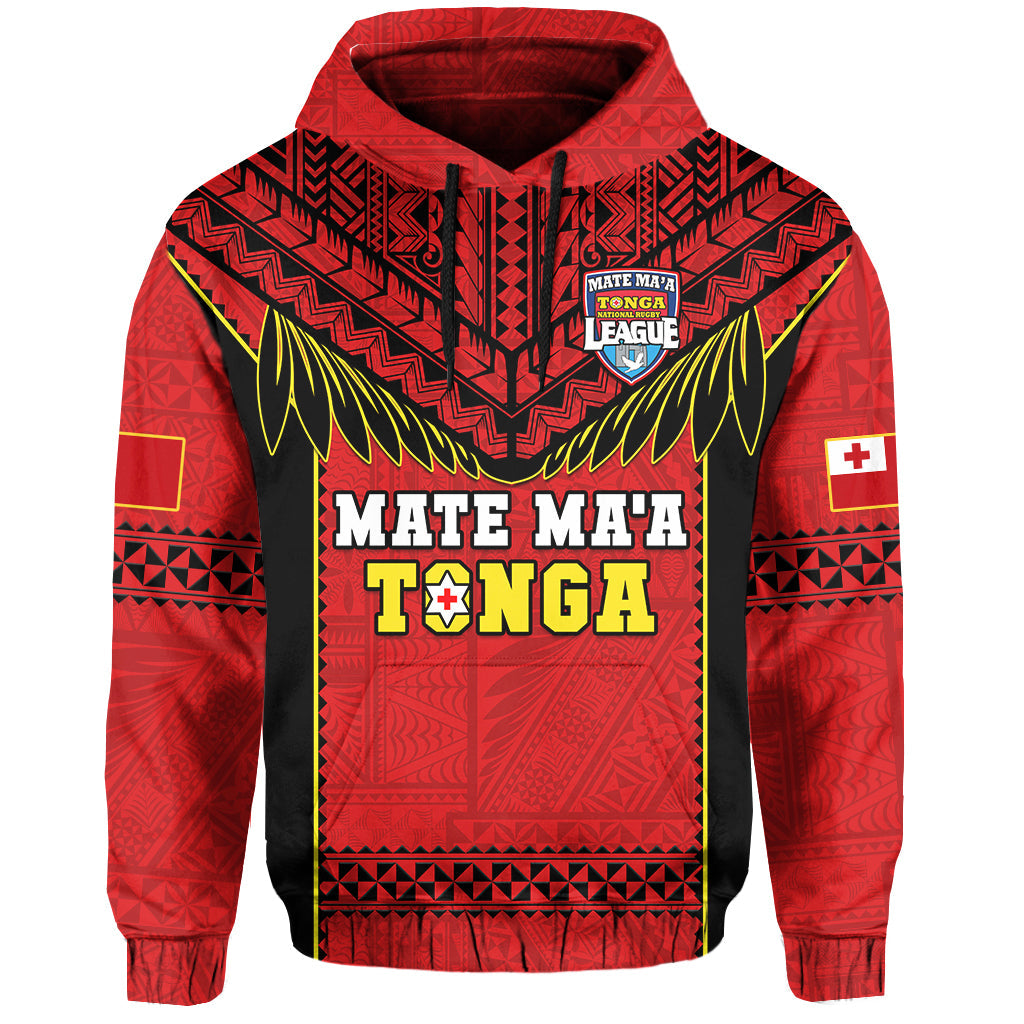 Tonga Rugby Hoodie Mate Maa Tonga Pacific Ngatu Black LT14 Pullover Hoodie Red - Polynesian Pride