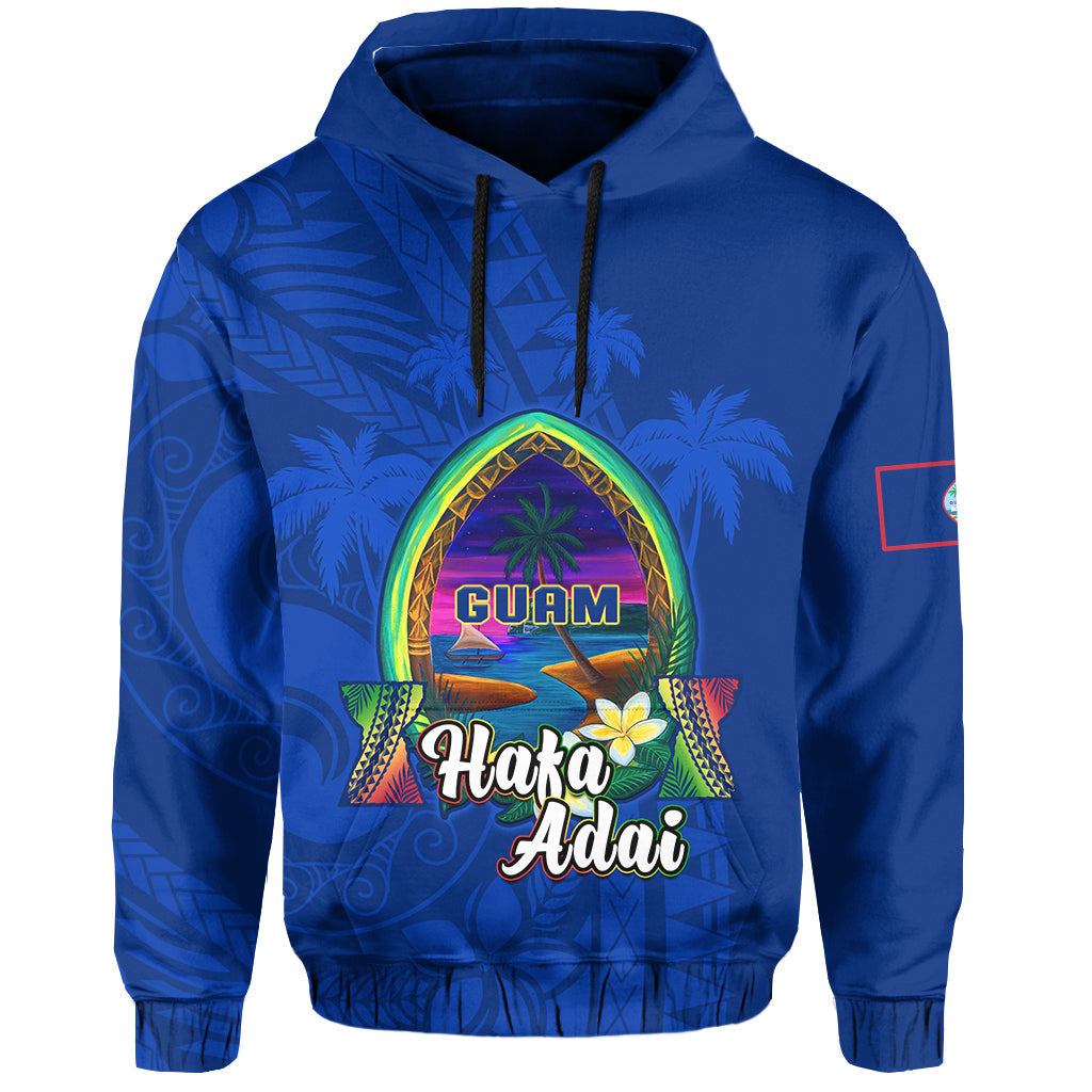 Custom Guam Hoodie Hafa Adai Latte Stone Proud Chamorro LT14 Pullover Hoodie Blue - Polynesian Pride