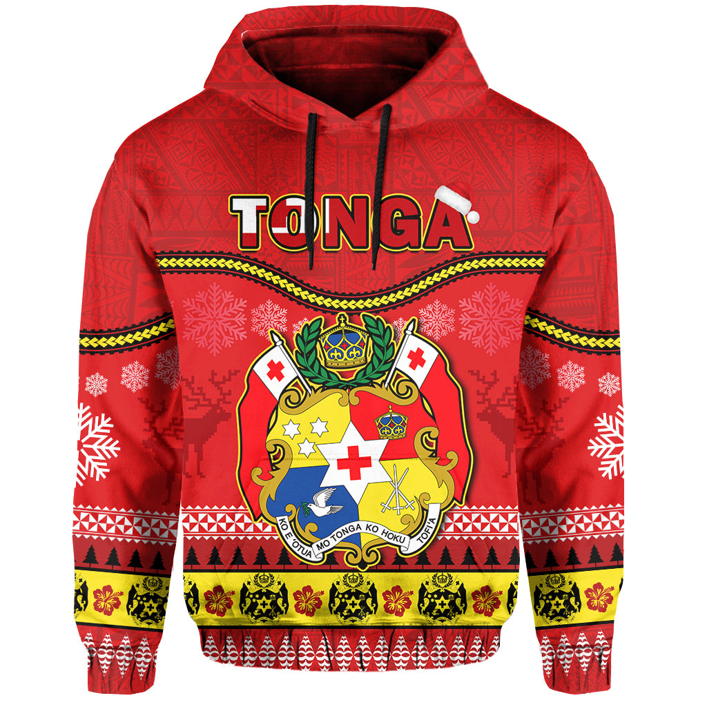 Tonga Christmas Hoodie Tongan Ngatu Kilisimasi Fiefia LT14 Pullover Hoodie Red - Polynesian Pride