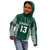 (Custom Text and Number) Hawaii Football Hoodie KID Kakau Warrior Be Stronger LT13 Green - Polynesian Pride