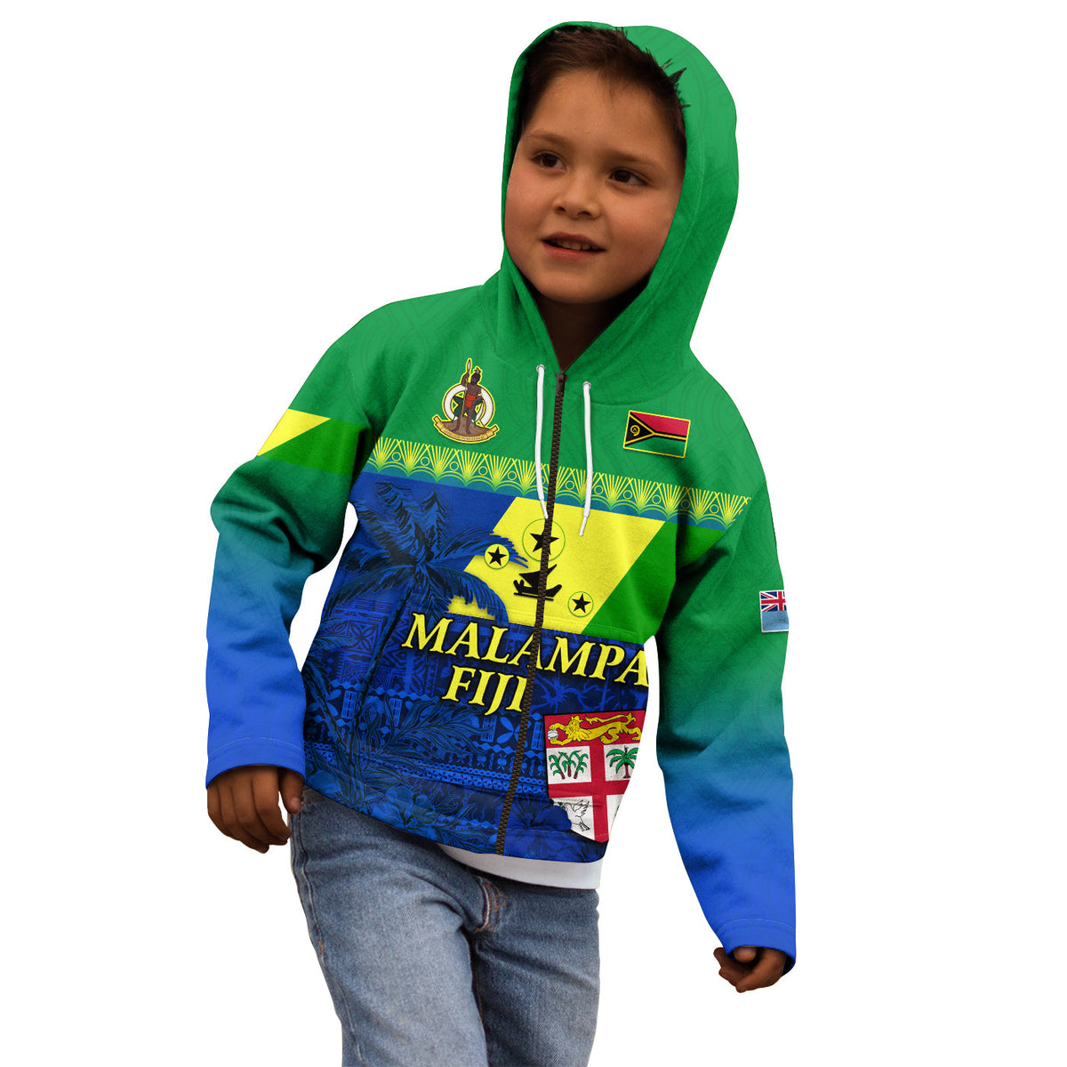 Malampa Fiji Day Hoodie KID Vanuatu Polynesia mix Flowers LT13 - Polynesian Pride