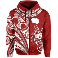 (Custom Text and Number) Rarotonga Cook Islands Hoodie Turtle and Map Style Red LT13 - Polynesian Pride