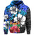 Fiji Tie Dye Hoodie Polynesian Blue Tribal Creative Tropical Flowers LT13 Zip Hoodie Blue - Polynesian Pride