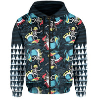 Hawaii Skeleton Surf Hoodie Halloween Hawaiian Tribal LT13 - Polynesian Pride