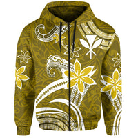 Custom Hawaii Flowers Wave Hoodie Kanaka Maoli Gold Polynesian LT13 Zip Hoodie Gold - Polynesian Pride