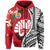 Tahiti Islands Hoodie Polynesian Shark Mix Tropical Flowers LT14 Zip Hoodie Red - Polynesian Pride