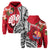 Custom Tahiti Islands Hoodie Polynesian Shark Mix Tropical Flowers LT14 Zip Hoodie Red - Polynesian Pride