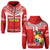 (Custom Text and Number) Tonga Rugby Hoodie Mate Maa Tonga Pacific Ngatu White LT14 Zip Hoodie Red - Polynesian Pride