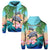 Custom Polynesian Turtle Coconut Tree and Orchids Hoodie LT14 Zip Hoodie Blue - Polynesian Pride