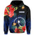 Chuuk State Hoodie FSM Hibiscus Flowers Mix Polynesian LT14 Zip Hoodie Blue - Polynesian Pride