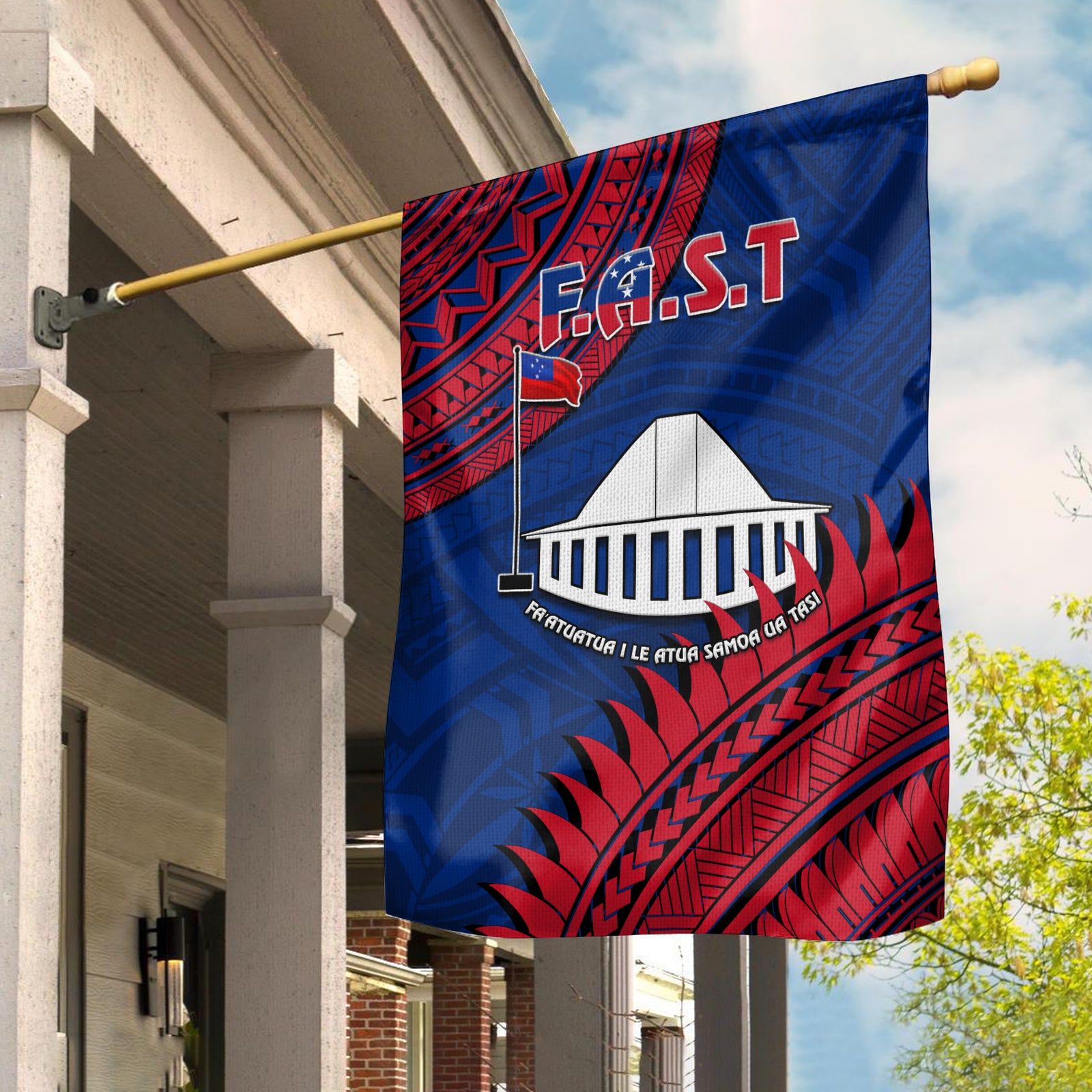 F.A.S.T Samoa Flag Samoan Coat Of Arms Polynesian Pattern LT14 House Flag - Polynesian Pride