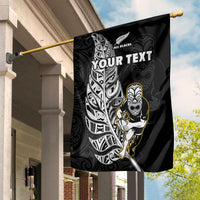 (Custom Personalised) New Zealand 2022 Rugby Flag All Black Silver Fern Maori Pattern Version Black LT14 House Flag - Polynesian Pride