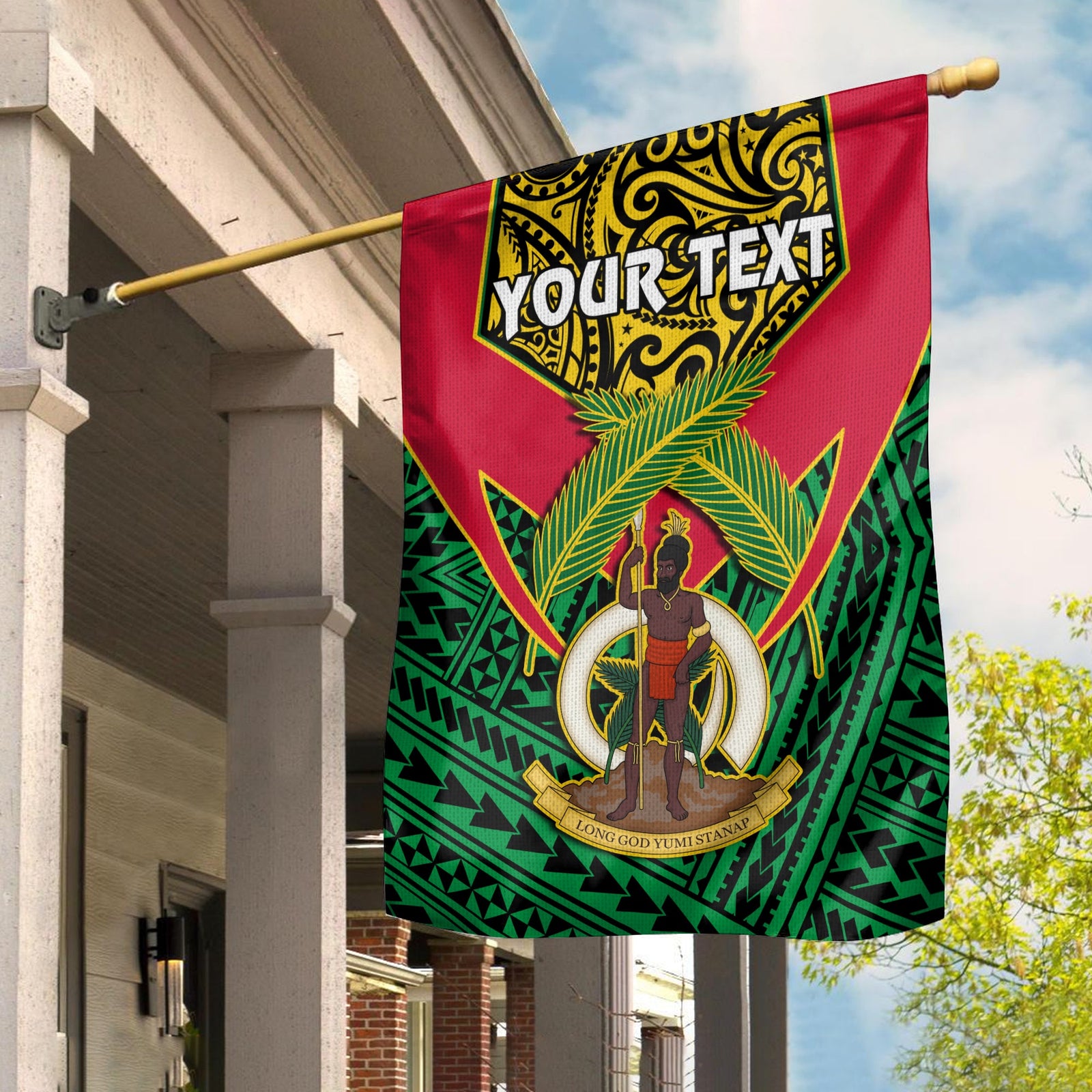 (Custom Personalised) Vanuatu Rugby Flag Coat Of Arms Polynesian Pattern LT14 House Flag - Polynesian Pride