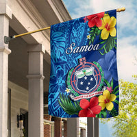 Samoa Flag Coat Of Arms Mix Tropical Flowers LT14 House Flag - Polynesian Pride