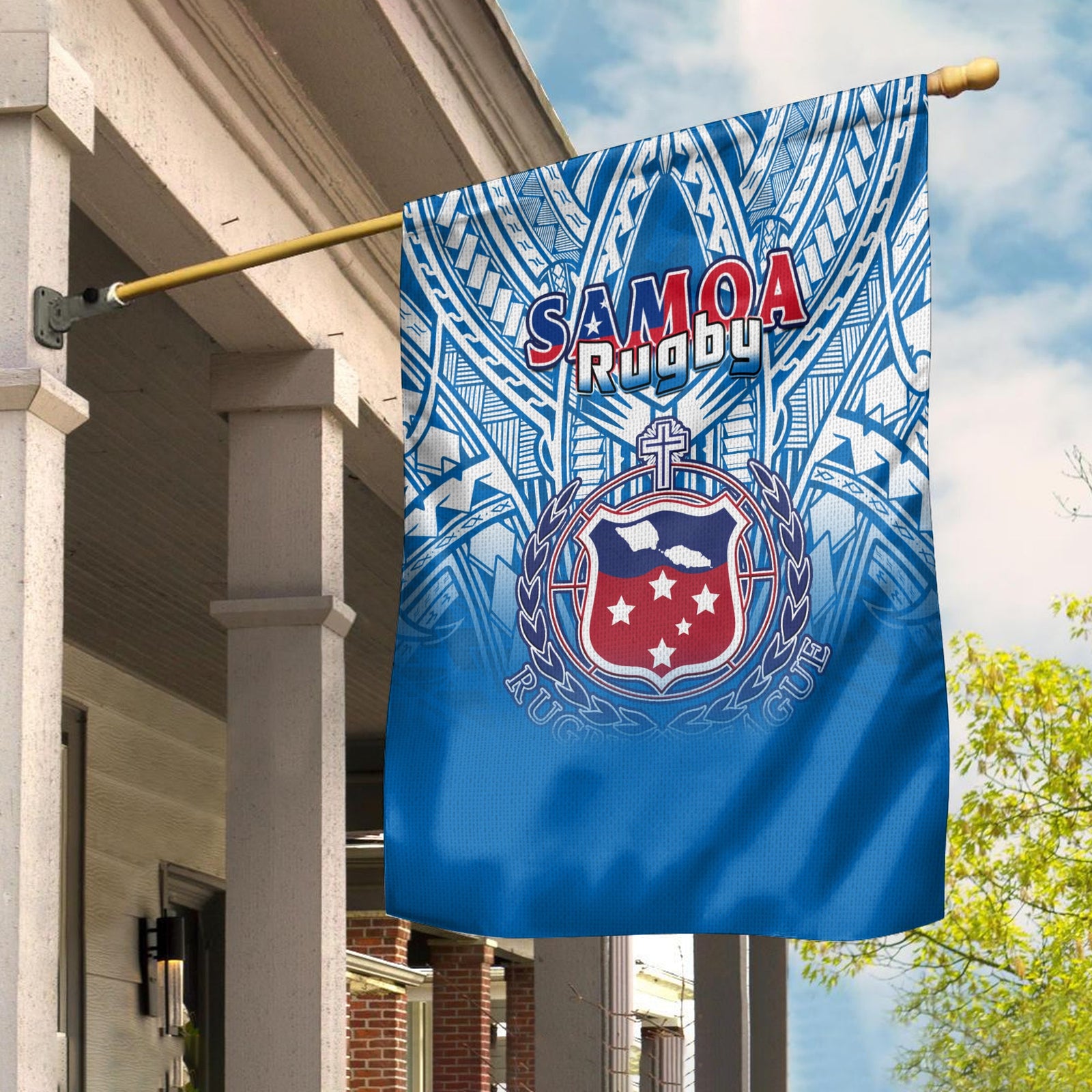 Samoa Rugby Flag Toa Samoa Polynesian Pacific Blue Version LT14 House Flag - Polynesian Pride