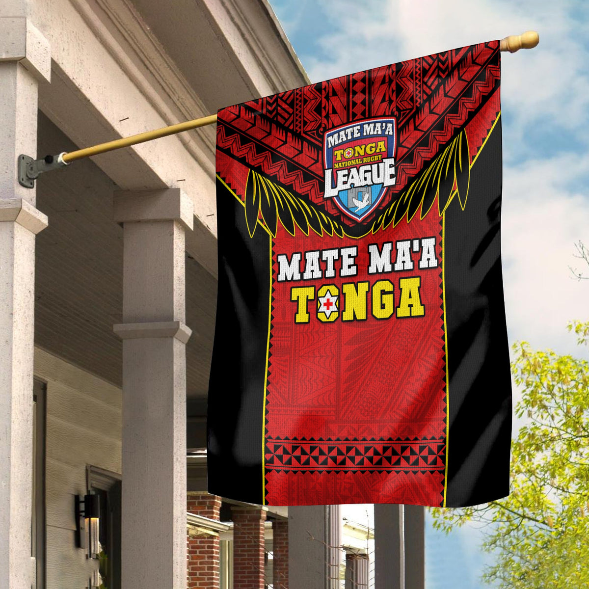 Tonga Rugby Flag Mate Maa Tonga Pacific Ngatu Black LT14 House Flag - Polynesian Pride