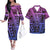 Hawaiian Polynesian Tribal Matching Hawaiian Outfits For Couple Combo Long Sleeve Dress And Hawaiian Shirt Purple - Polynesian Pride