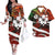 Hawaii Hibiscus Flowers Tribal Polynesian Matching Tropical Outfits For Couple Combo Long Sleeve Dress And Hawaiian Shirt Art - Polynesian Pride