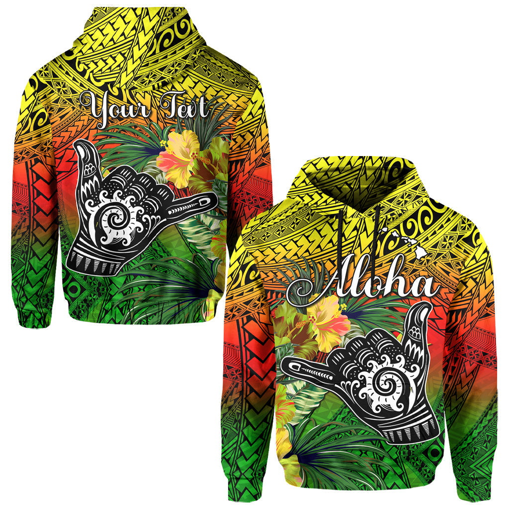 Custom The Shaka Hawaii Hoodie Tropical Flowers Reggae Version LT13 Hoodie Reggae - Polynesian Pride