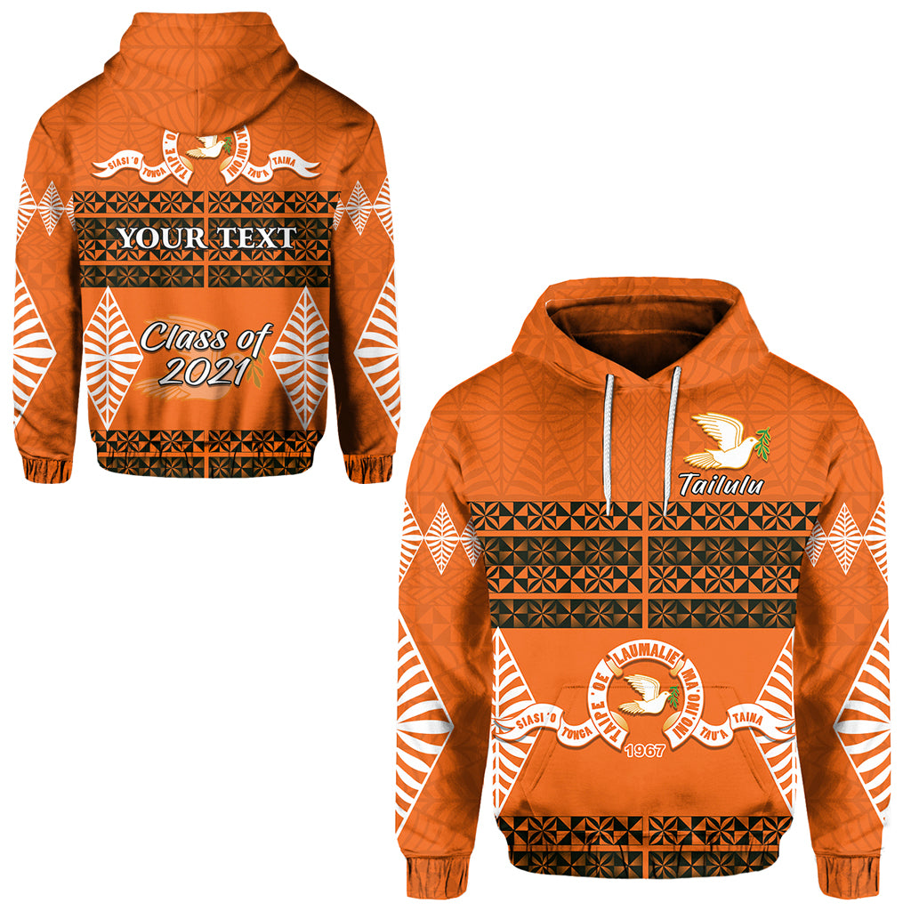 Custom Tailulu College Hoodie Tonga Pattern Class Year and Your Text LT13 Unisex Orange - Polynesian Pride