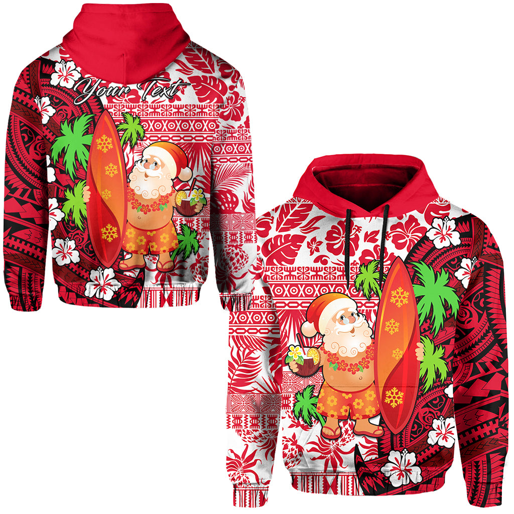 Custom Mele Kalikimaka Hoodie Christmas Hawaii with Santa Claus LT13 Unisex Red - Polynesian Pride