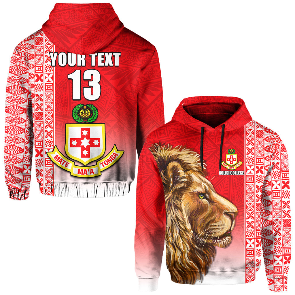 (Custom Text and Number) Kolisi Tonga College Atele Hoodie Home of the Lions LT13 Red - Polynesian Pride