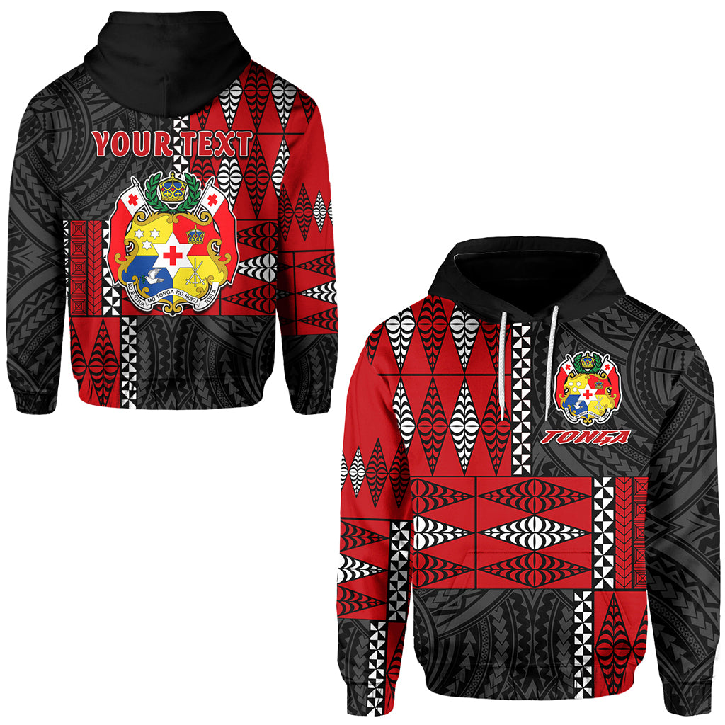 Custom Tonga Hoodie Tongan Pattern Mix Polynesian LT13 Unisex Red - Polynesian Pride