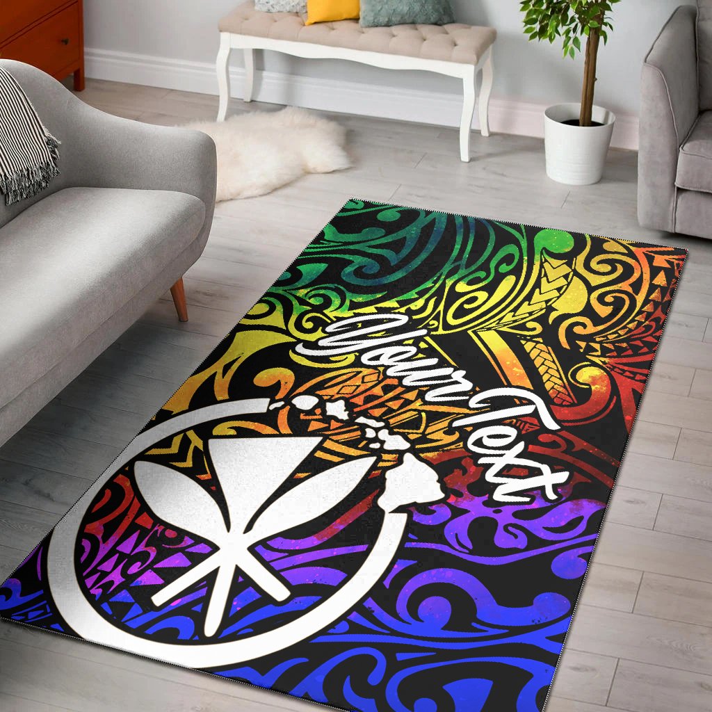 Hawaii Custom Personalised Area Rug - Rainbow Polynesian Pattern Rainbow - Polynesian Pride