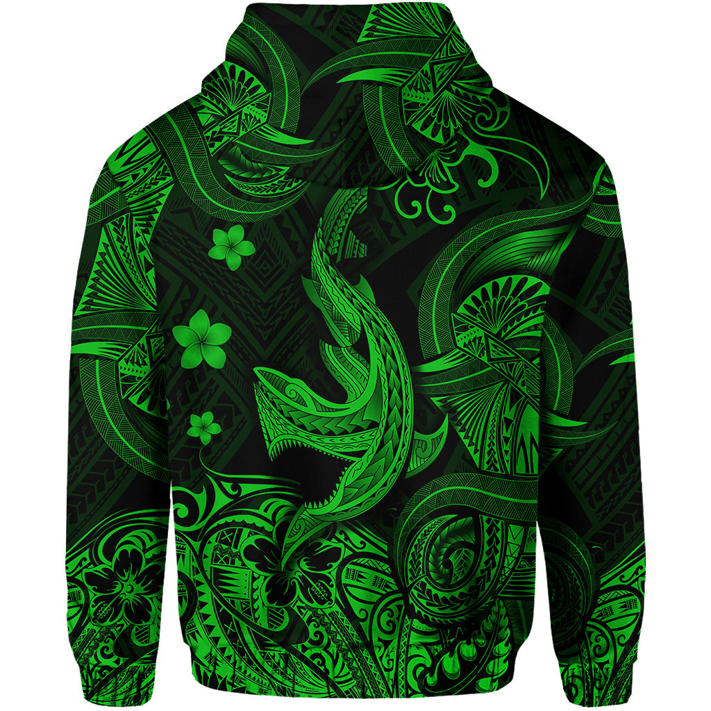 Hawaii Angry Shark Polynesian Hoodie Unique Style Green LT8 - Polynesian Pride