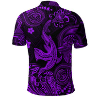 Hawaii Angry Shark Polynesian Polo Shirt Unique Style Purple LT8 - Polynesian Pride