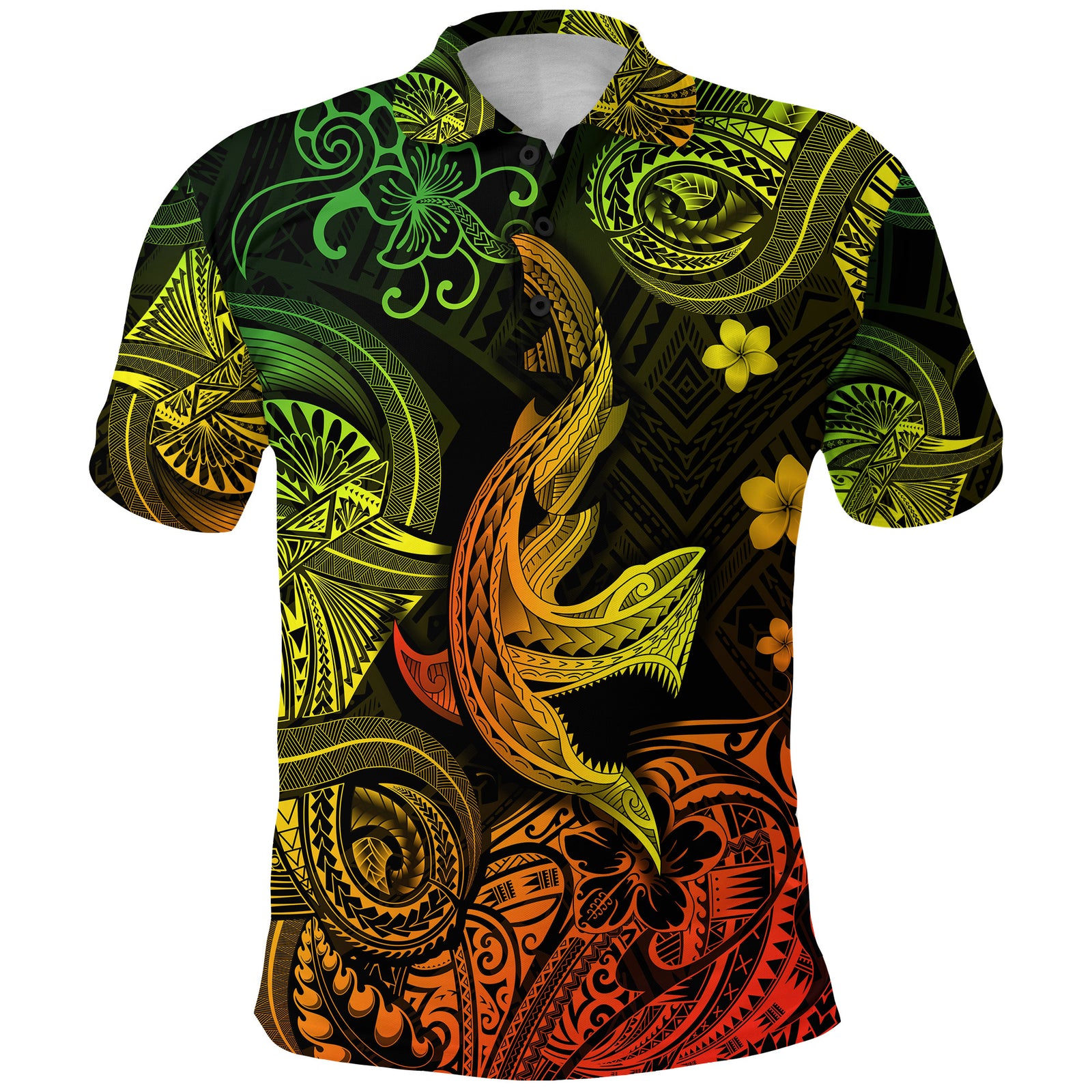 Hawaii Angry Shark Polynesian Polo Shirt Unique Style Reggae LT8 Unisex Reggae - Polynesian Pride