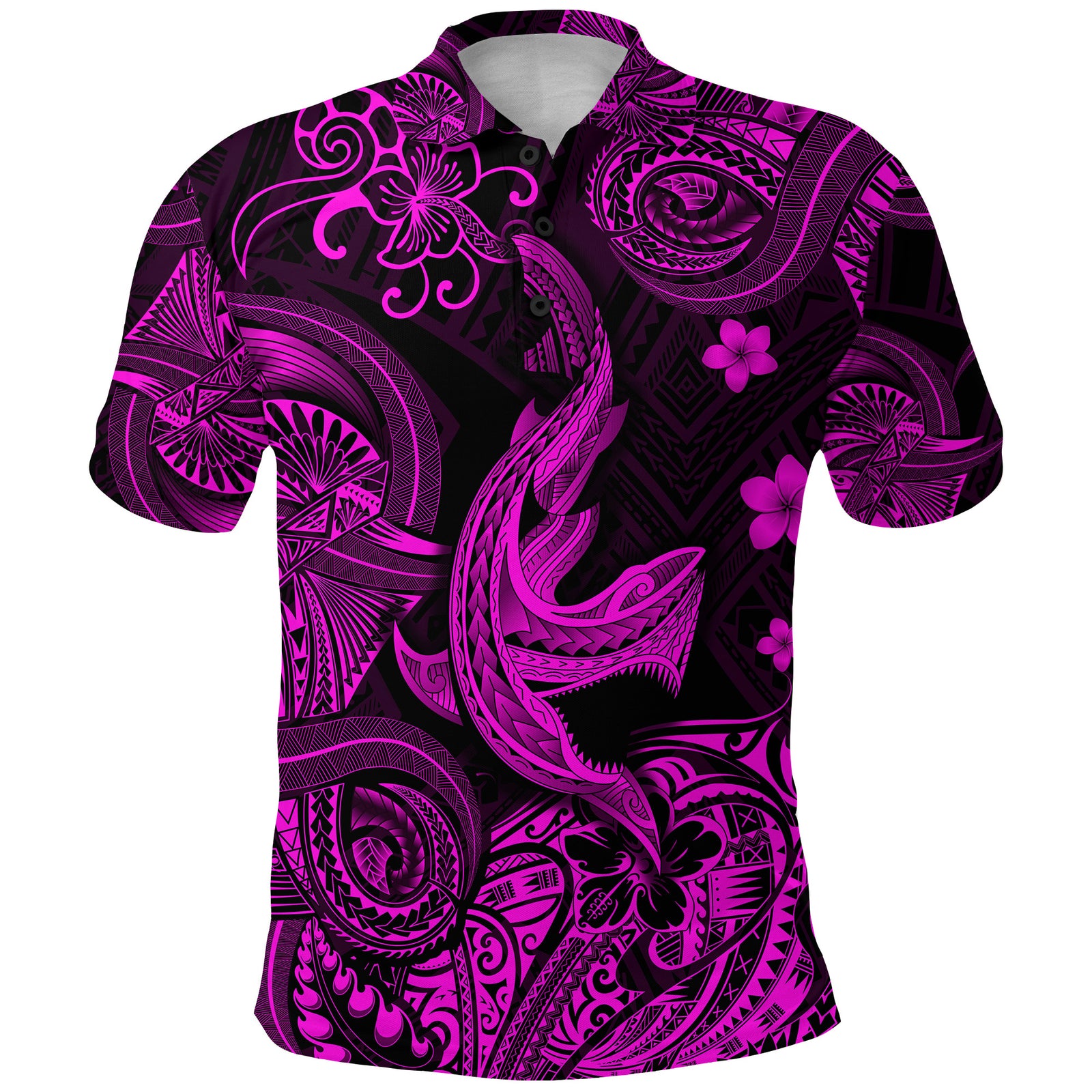 Hawaii Angry Shark Polynesian Polo Shirt Unique Style Pink LT8 - Polynesian Pride