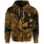 Hawaii Angry Shark Polynesian Zip Hoodie Unique Style Gold LT8 - Polynesian Pride