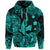 Hawaii Angry Shark Polynesian Zip Hoodie Unique Style Turquoise LT8 - Polynesian Pride