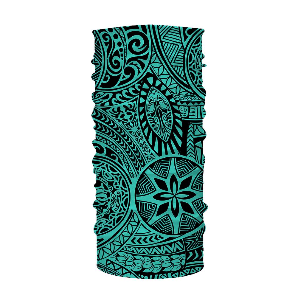 Hawaii Bandana Polynesian Hawaiian Style Tribal Tattoo Turquoise One Size Turquoise - Polynesian Pride